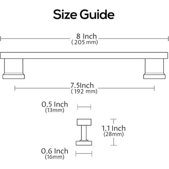 Alzassbg Brushed Brass Cabinet Pulls, 7-1/2 Inch Hole Centers cabinet drawer 8pc - Picture 2 of 15